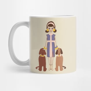 Retro Woman With Her Dogs Mug